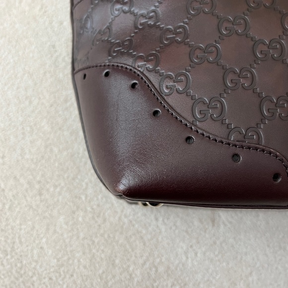 Gucci Guccissima Punch Tote Burgundy Calf Leather Bag - Picture 9 of 15